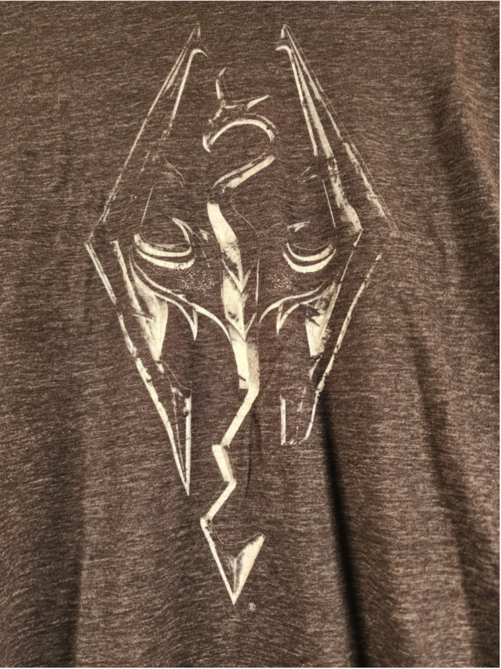 Bethesda Skyrim The Elder Scrolls V Dragon Logo Graphic Tee Heather Gray Small S